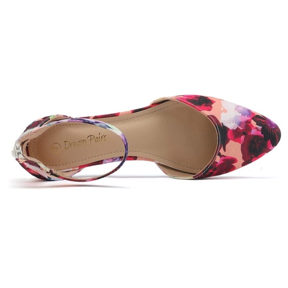 Floral Low Wedge Ankle Flats - Picture 4 of 6